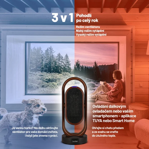 Lauben Smart Fan&Heater 2in1 1800BB 1×1 ks, teplovzdušný ventilátor