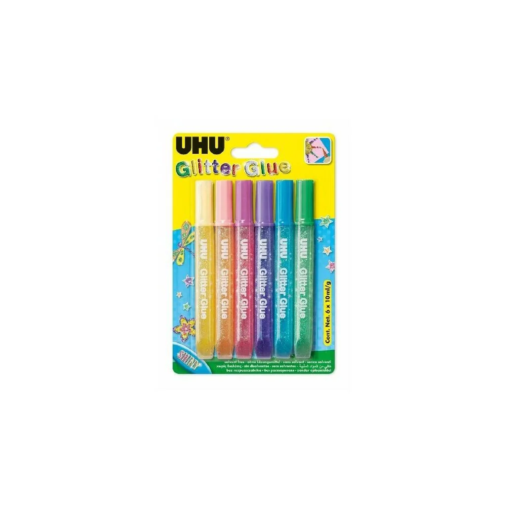 UHU Glitter Glue 6x10ml Shiny súprava gélových lepidiel (1100039110)