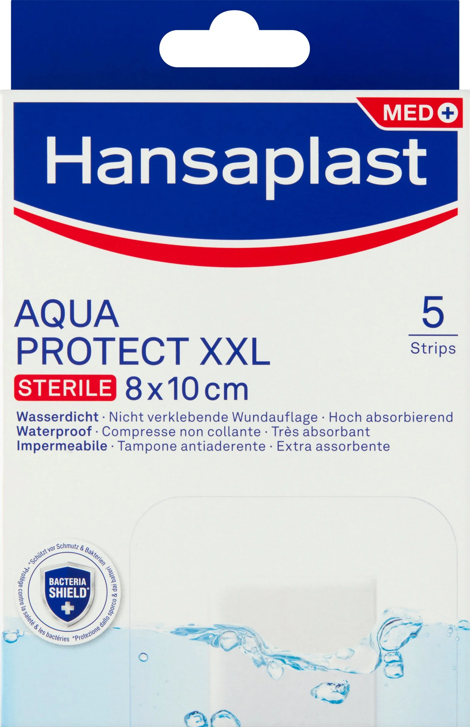 Hansaplast Aquaprotect XXL Náplasť 1×5 ks, vodotesné náplasti na prekrytie a ochranu stredných až väčších rán po chirurgickom zákroku