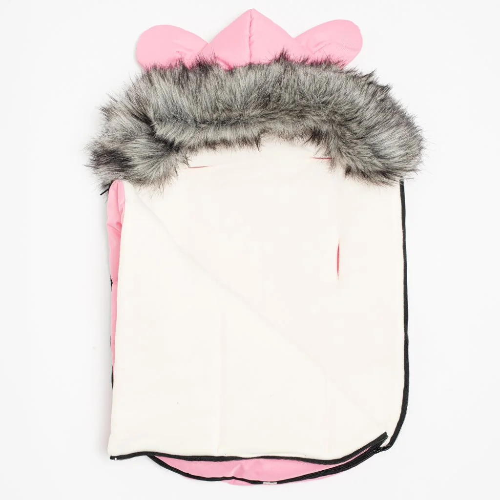 Luxusný zimný fusak s kapucňou s uškami New Baby Alex Fleece pink 