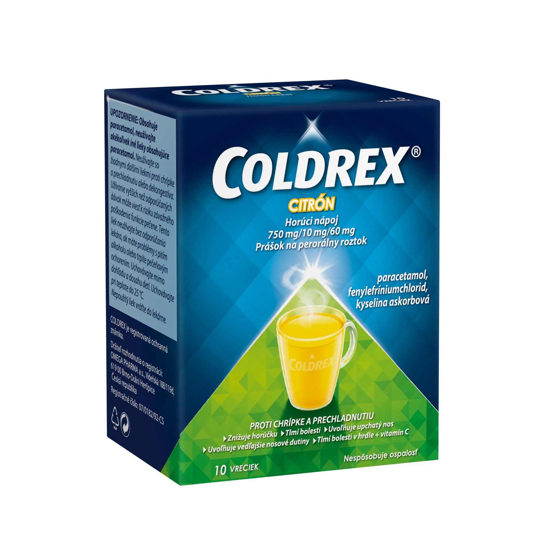 COLDREX Horúci nápoj Citrón, 10 vreciek 1×10 ks, liek proti chrípke a prechladnutiu