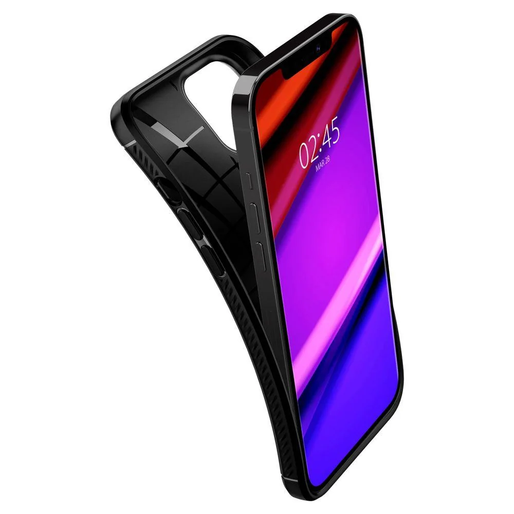 Spigen Rugged Armor silikónový kryt na iPhone 12 / 12 Pro, čierny 