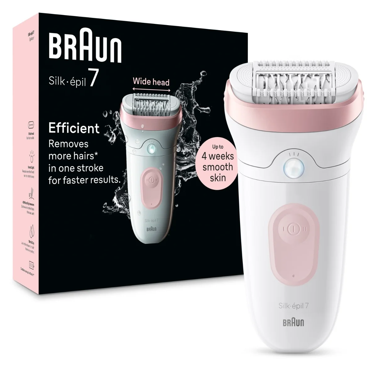 Braun Silk-épil 7, 7-000, Biela/Plameniaková Epilátor pre Jednoduché Odstraňovanie Chĺpkov 1×1 ks, epilátor