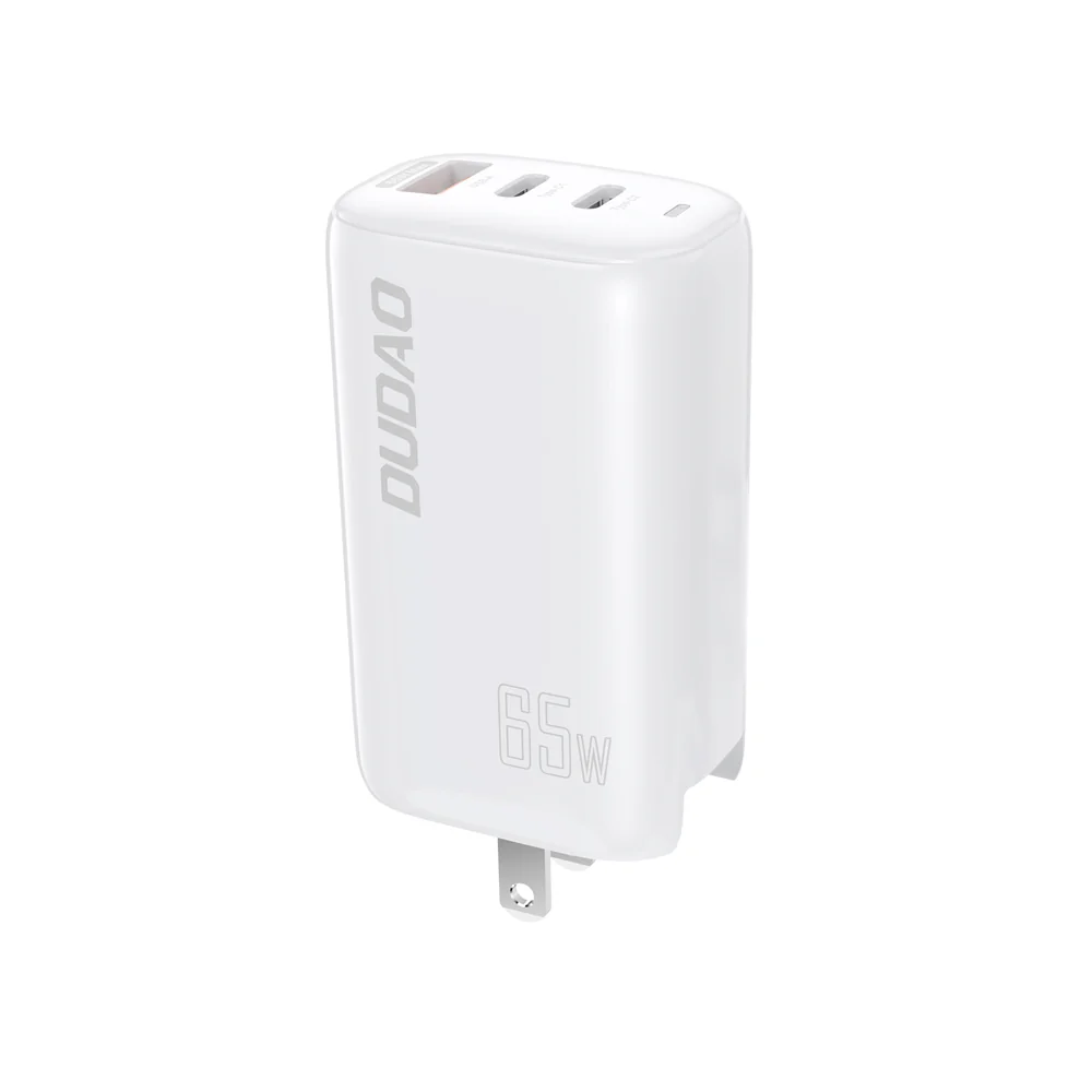 Dudao A7PRO 3in1 GaN sieťová nabíjačka USB / 2x USB-C QC PD 65W, biela 