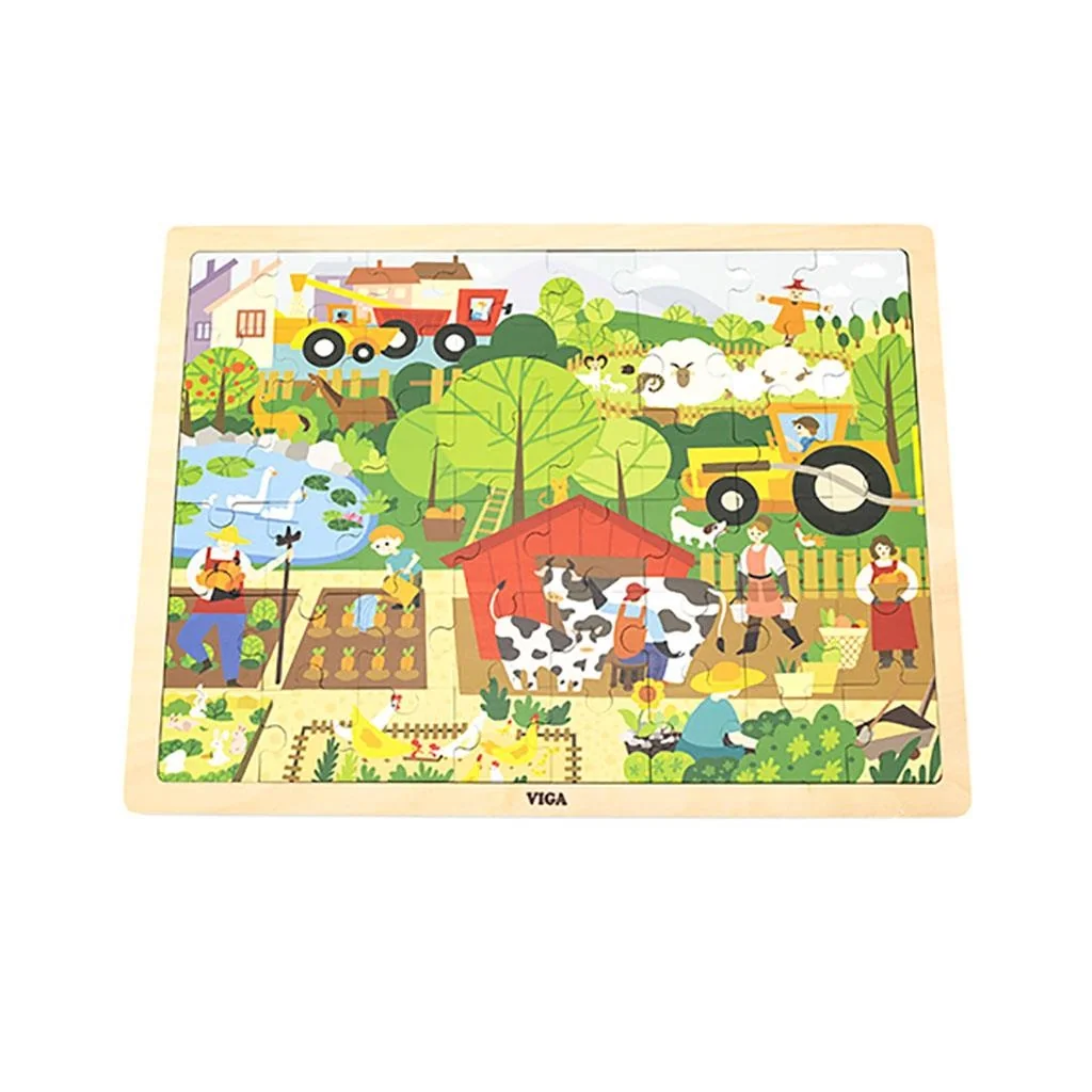 Detské drevené puzzle Viga Farma 48 ks , 20C52028 