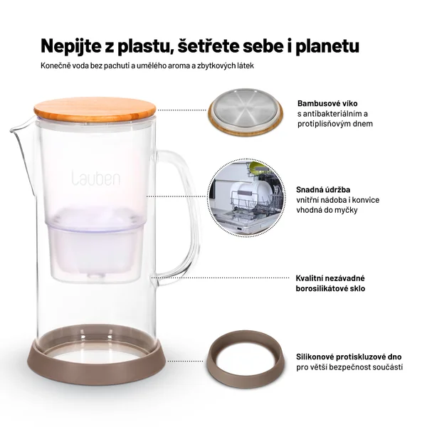 Lauben Glass Water Filter Jug 32GW 1×1 ks, filtračná kanvica