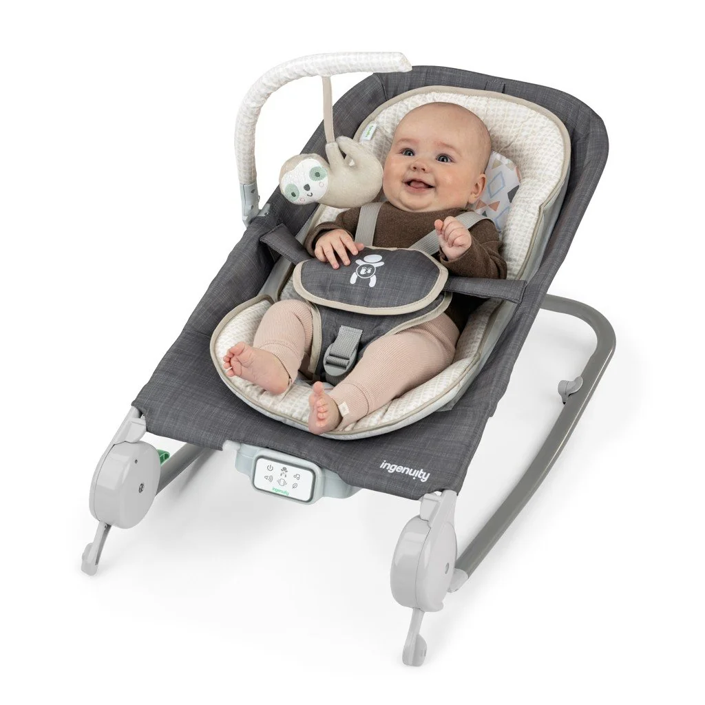 Lehátko masážne vibrujúce s melódiou Happy Belly™ Rock-to-Bounce - Parker™ 0m+ do 9kg 