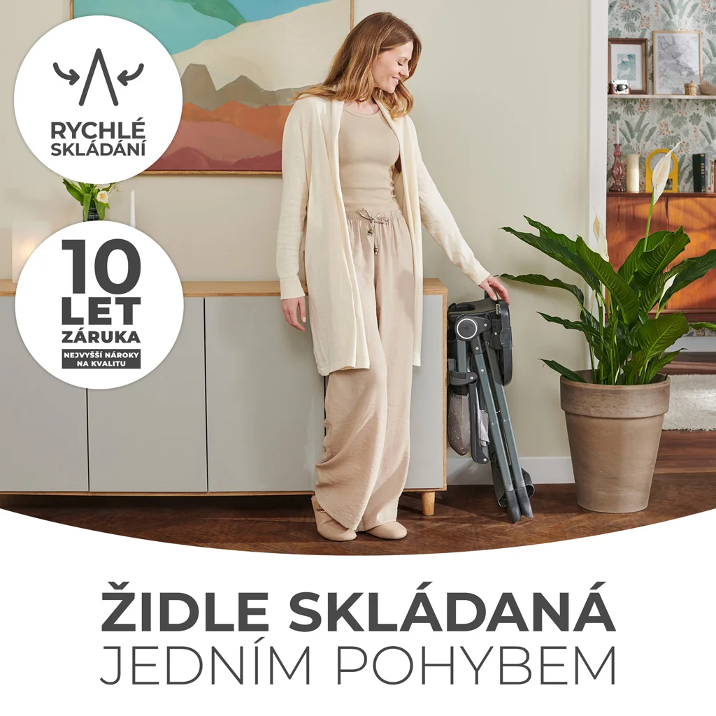 KINDERKRAFT Stolička jedálenská Foldee Grey 1×1 ks, jedálenská stolička