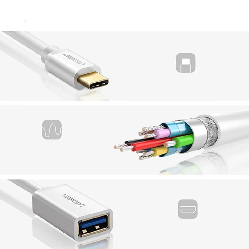 Ugreen US154 OTG adaptér USB 3.0 / USB-C F/M, biely 