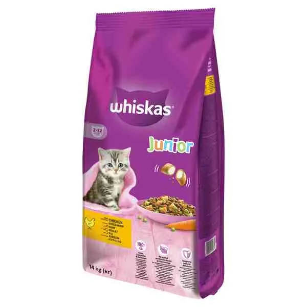 WHISKAS granule Junior s kuracím 14kg 1×14 kg, granule pre mačky