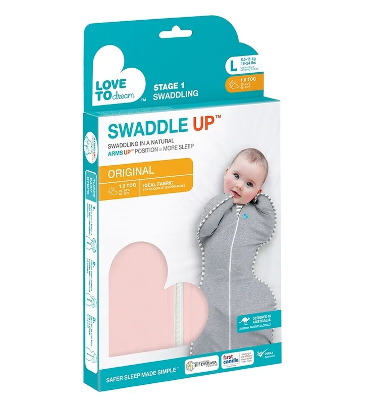 Love To Dream Swaddle UP - Zavinovačka, veľkosť M, dusty pink, 1 FÁZA, 3-6m, 6-8,5kg 1×1 ks