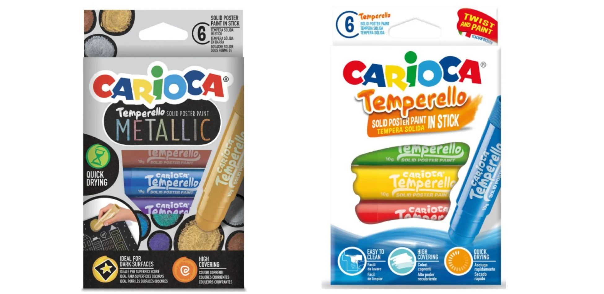 Farby v tube Temperello 6 ks-CARIOCA + Farby v tube Temperello metalické 6 ks-CARIOCA