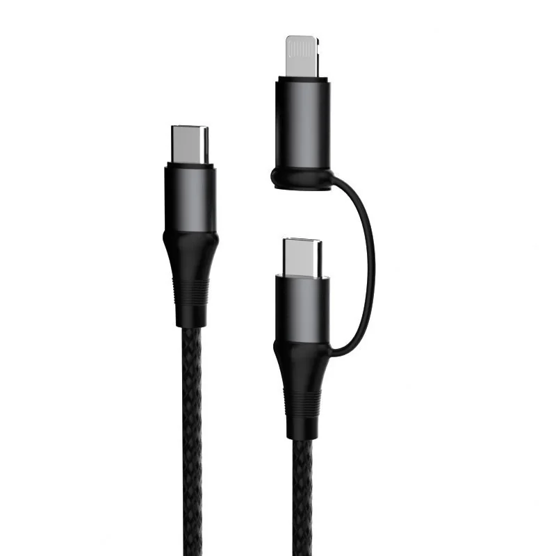 Dudao L20 kábel USB-C / USB-C PD 60W + Lightning 18W QC 3.0 1m, šedý 