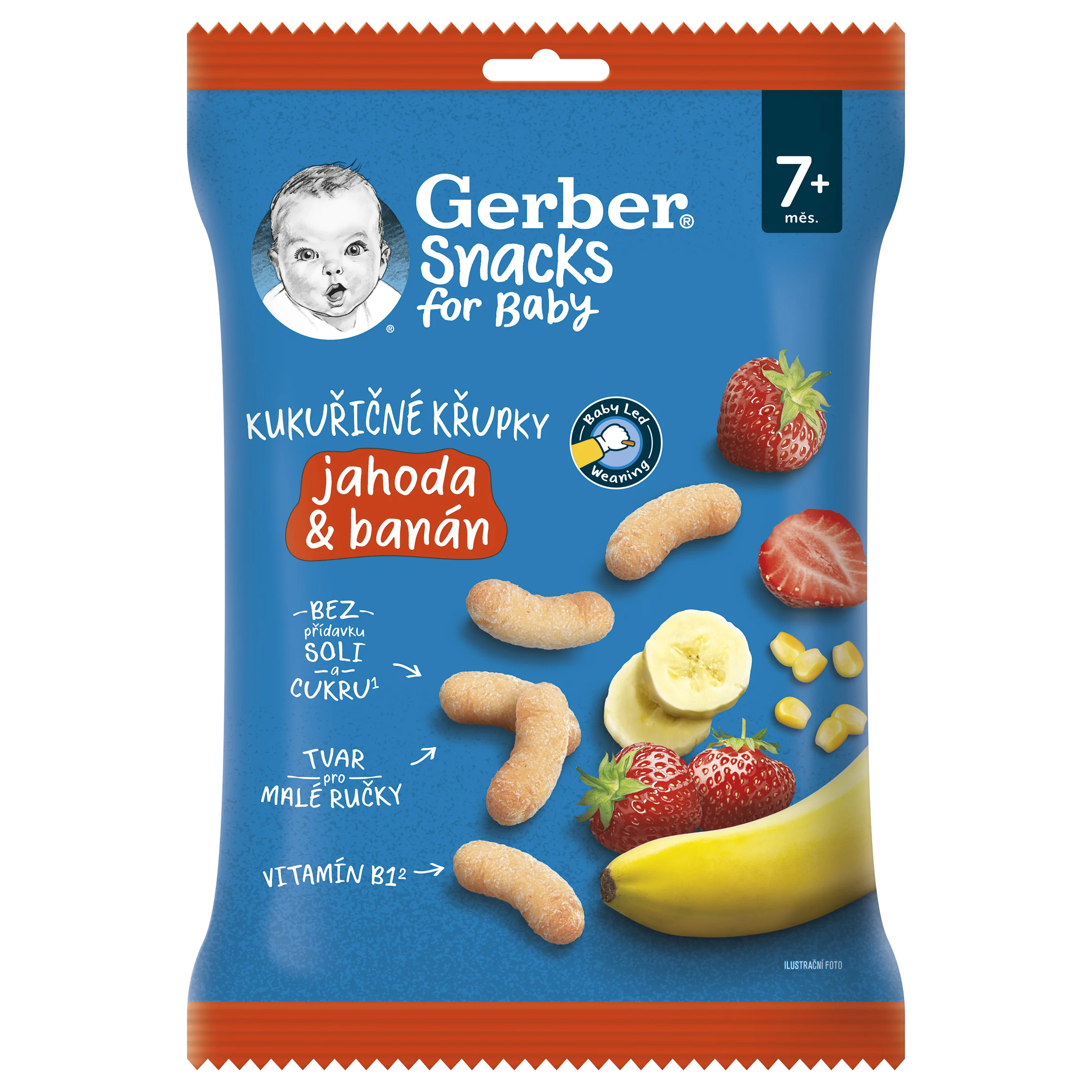 Gerber Snacks Kukuričné CHRUMKY Jahoda a banán