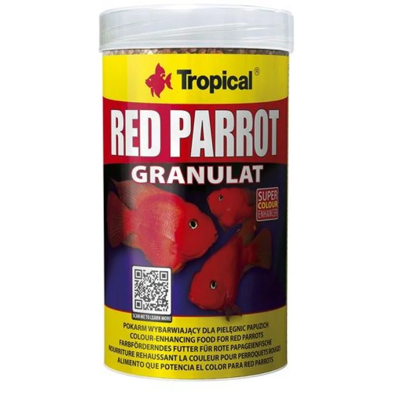 TROPICAL Red Parrot Granulat 250ml/100g vyfarbujúce krmivo pre papagájové cichlidy 