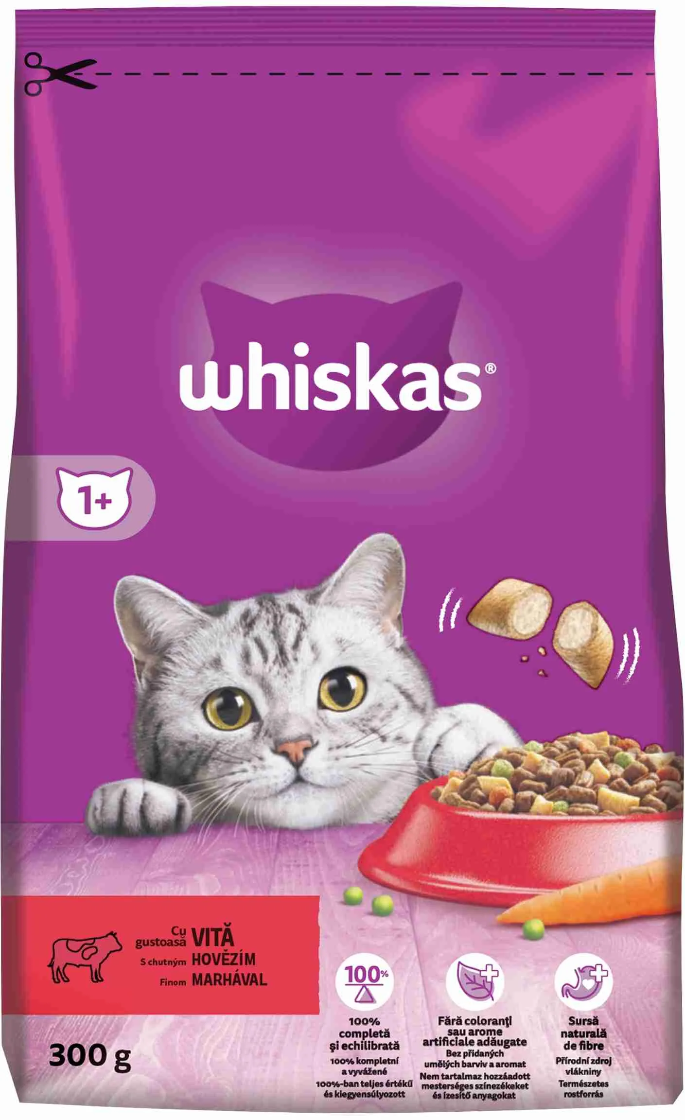 WHISKAS Granule s hovädzím 300g