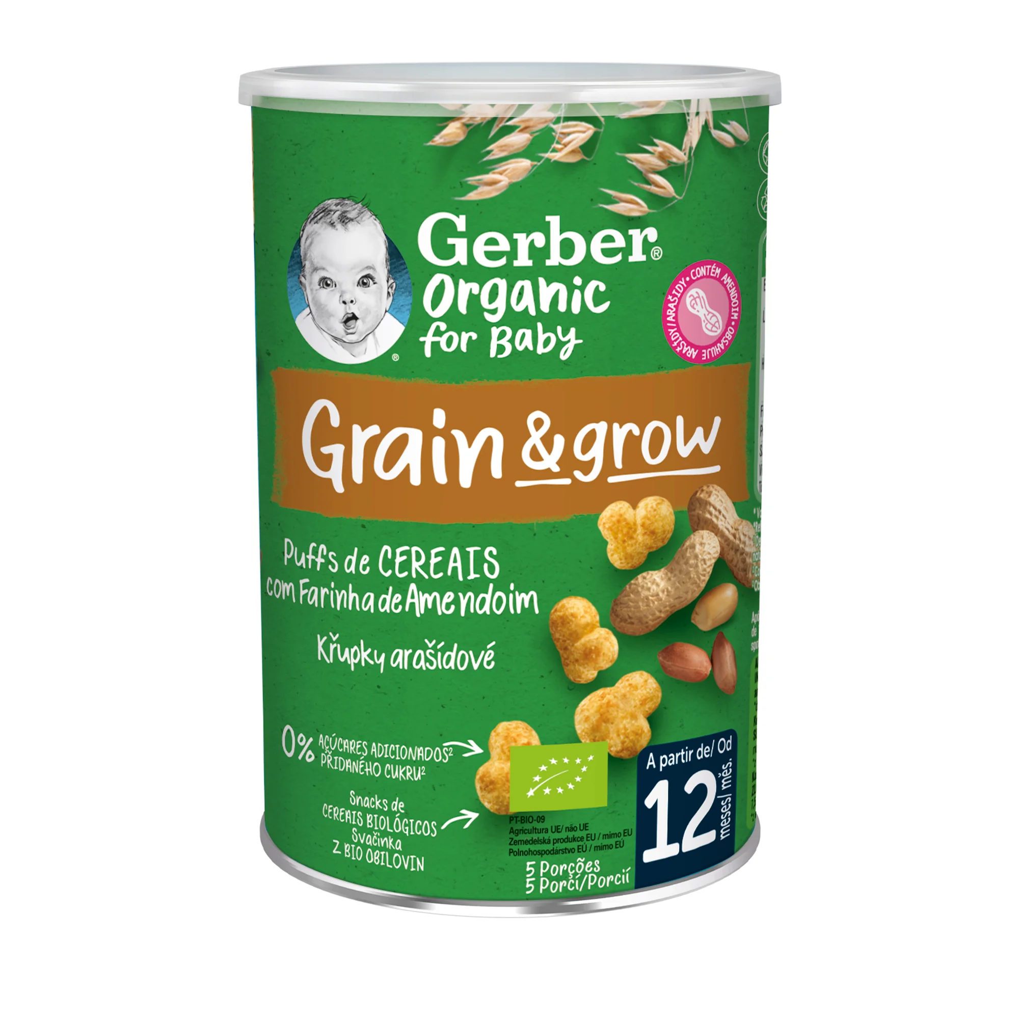 Gerber Organic CHRUMKY Kukurično-ovsené 1x35 g, arašidové (od ukonč. 12. mesiaca)