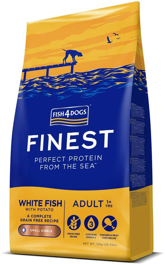 FISH4DOGS Granule malé pre dospelých psy Finest biela ryba so zemiakmi 12kg, 1+