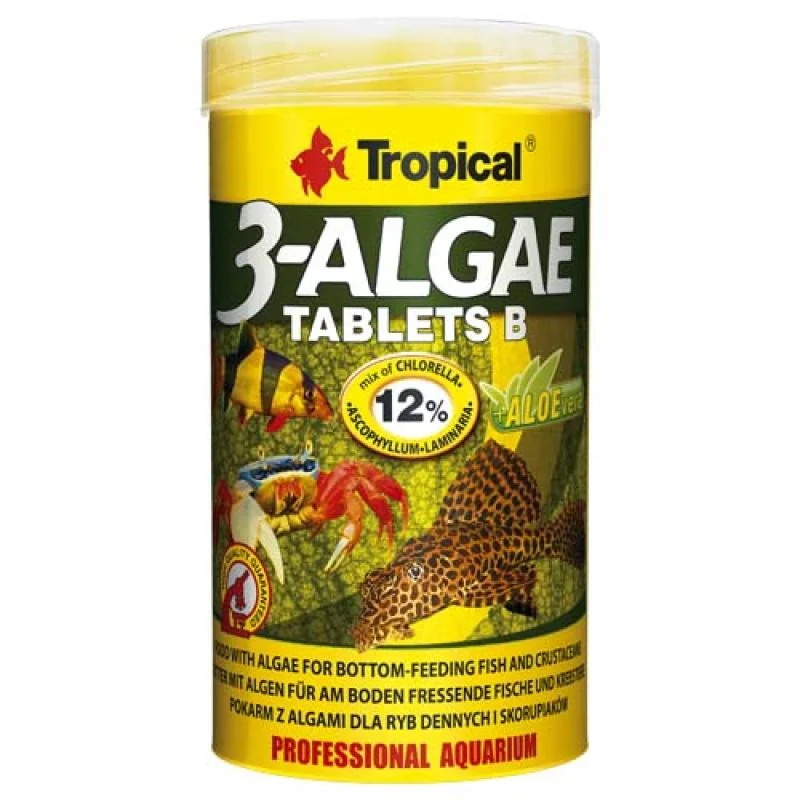 TROPICAL 3-Algae Tablets B 250ml/150g 830ks tabletové krmivo s riasami pre sladkovodné a morské ryby