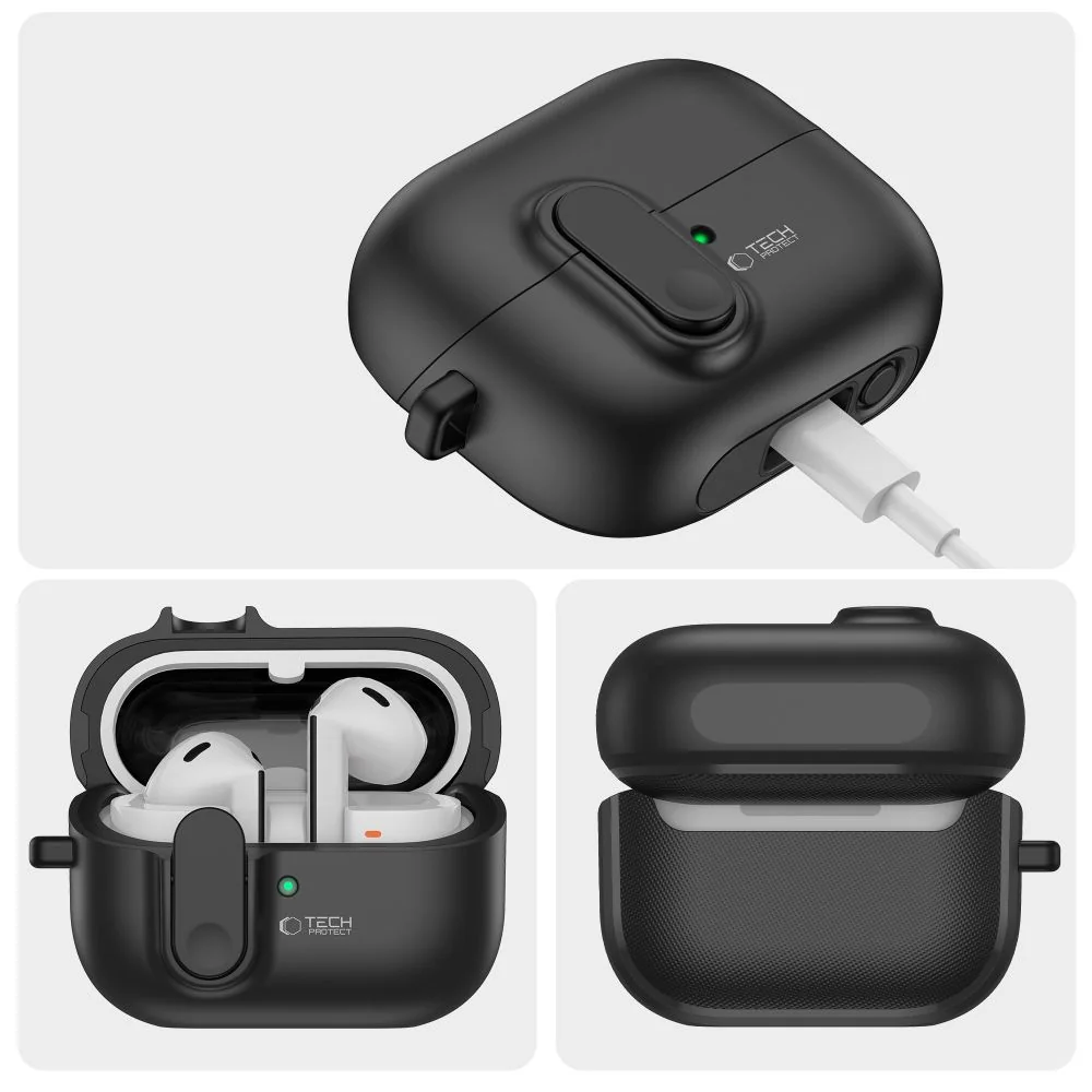 Tech-Protect Slim Hook puzdro na Samsung Galaxy Buds 3 / 3 Pro, čierne 