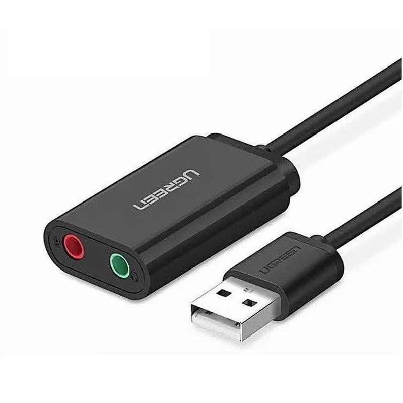 Ugreen US205 USB externá zvuková karta 15cm, čierna 