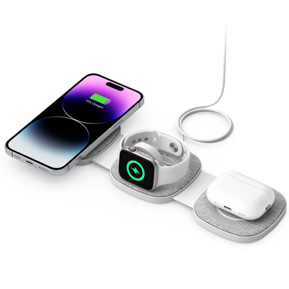 Tech-Protect A31 3in1 MagSafe bezdrôtová nabíjačka na mobil / AirPods / Apple Watch, biela