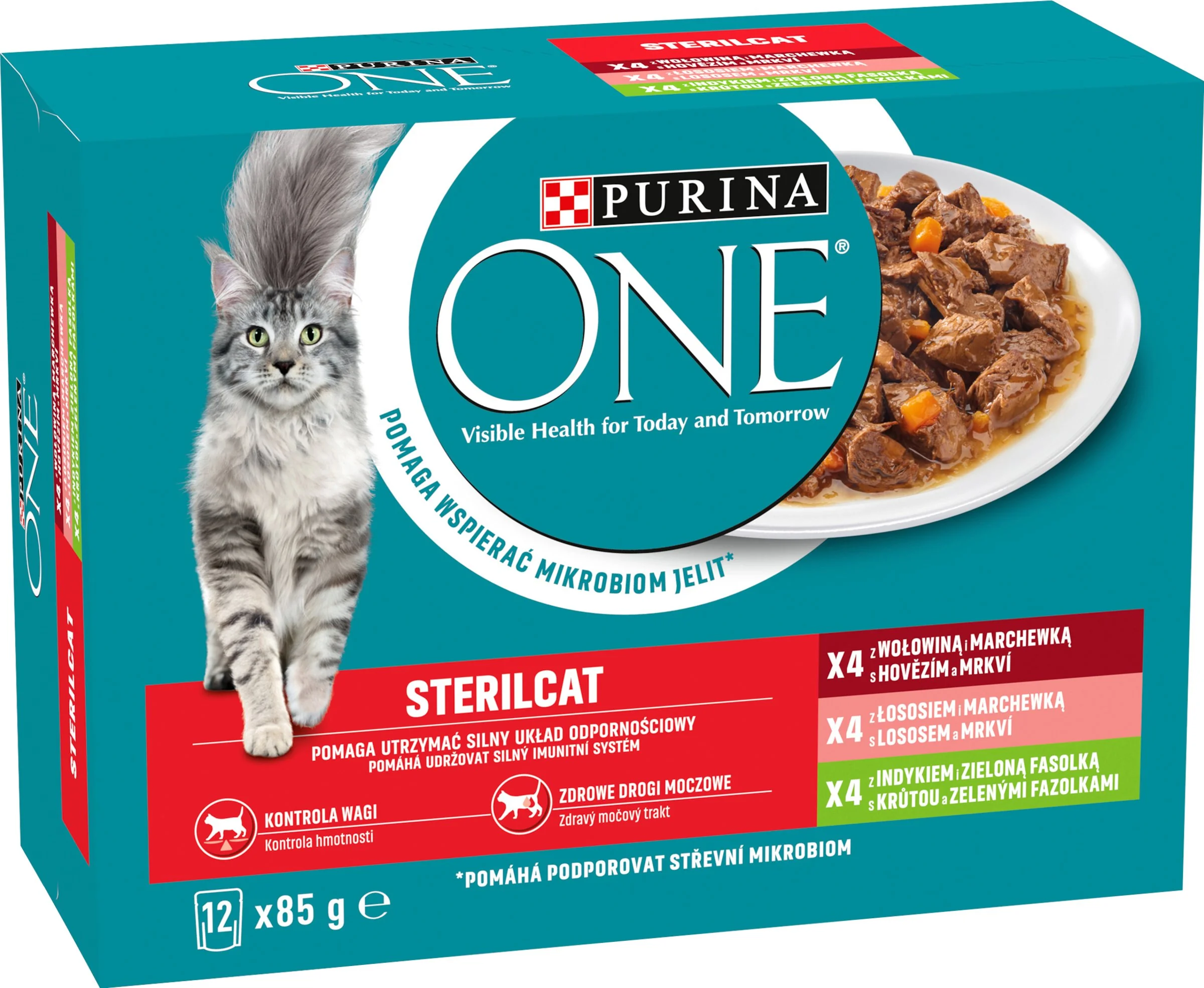 PURINA ONE Multipack Sterilcat mini filetky s hovädzím a mrkvou 6(12x85g) 12×85 g, kompletné krmivo pre kastrované / sterilizované mačky