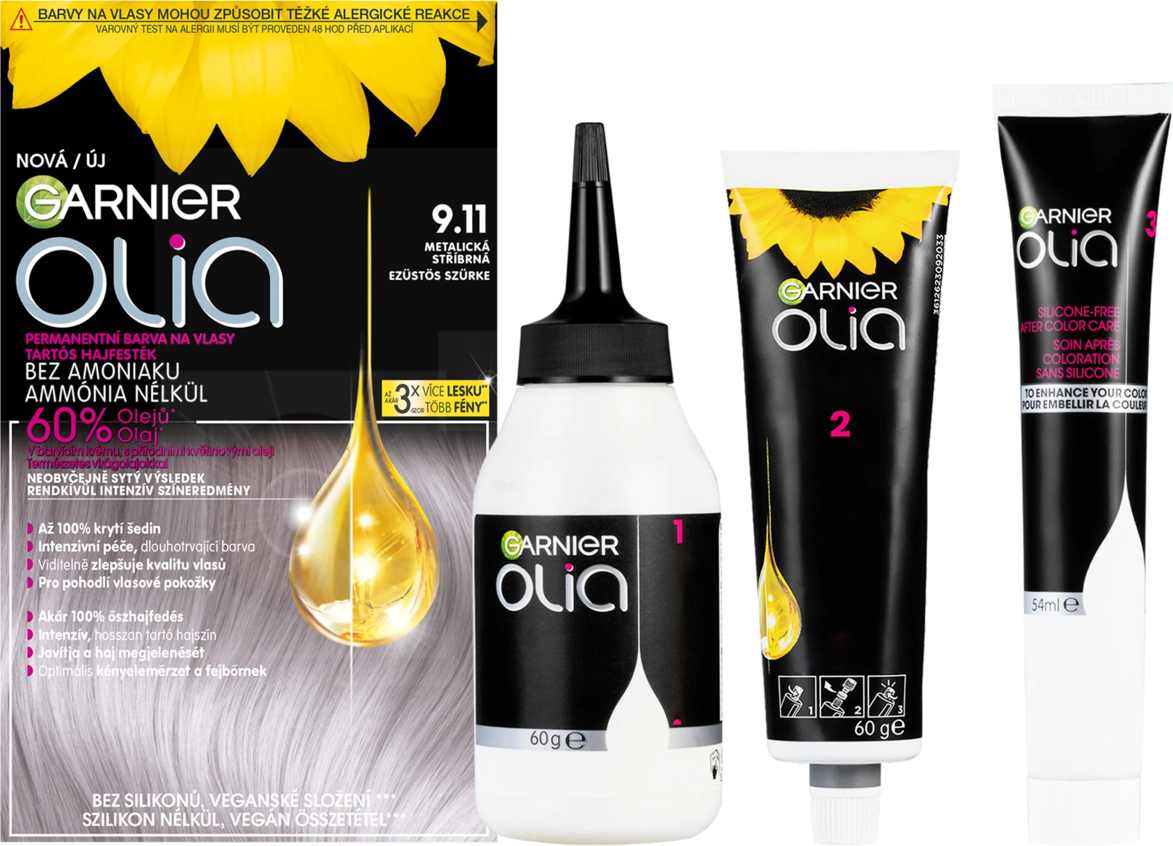 Garnier Olia permanentná farba na vlasy 9.11 Metalická strieborná