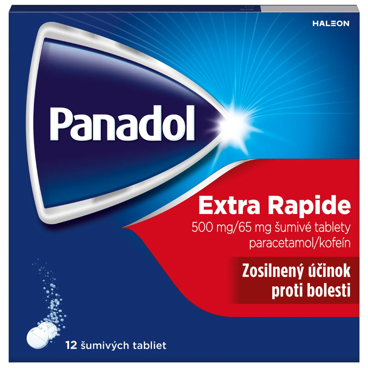 Panadol Extra Rapid šumivé tablety s koefeínom 1x12 tbl, proti bolesti a horúčke