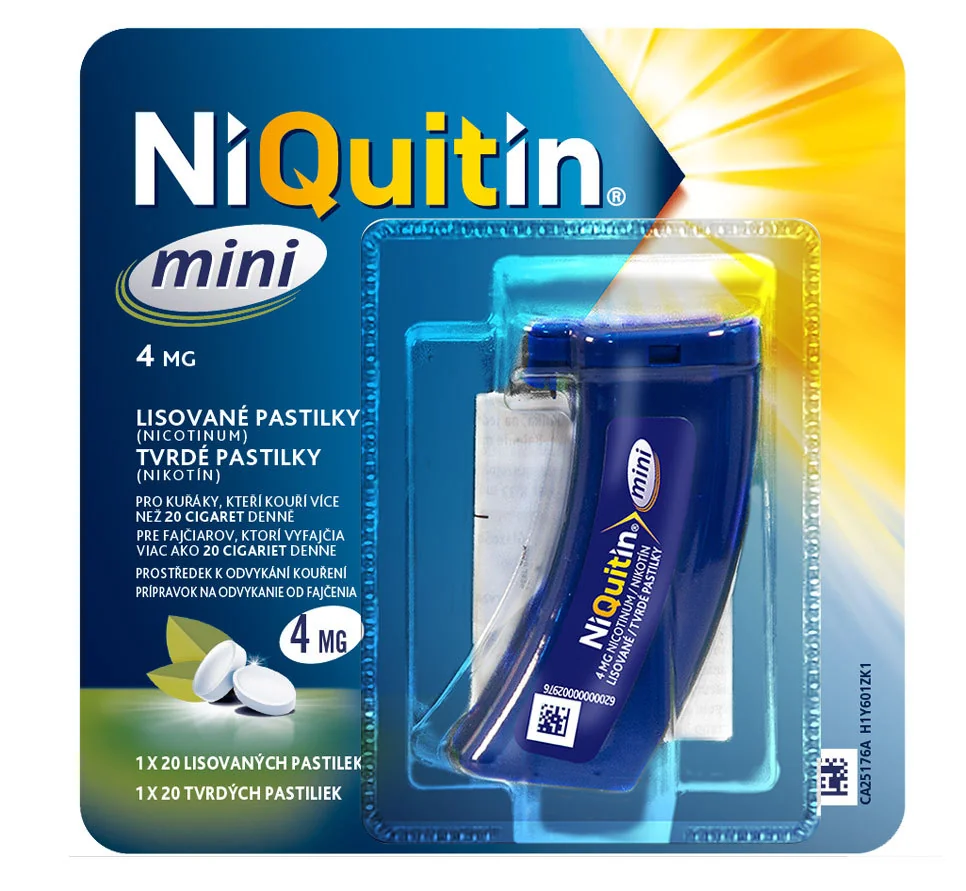 NIQUITIN mini 4mg, 1×20 ks 1×20 ks, podpora odvykania závislosti od fajčenia