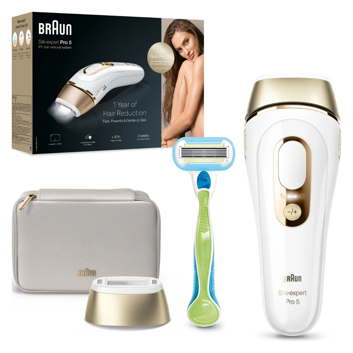 Braun IPL Silk·expert Pro 5, Odstraňovanie Chĺpkov v Pohodlí Domova, S Puzdro, 1 Hlavica, PL5052