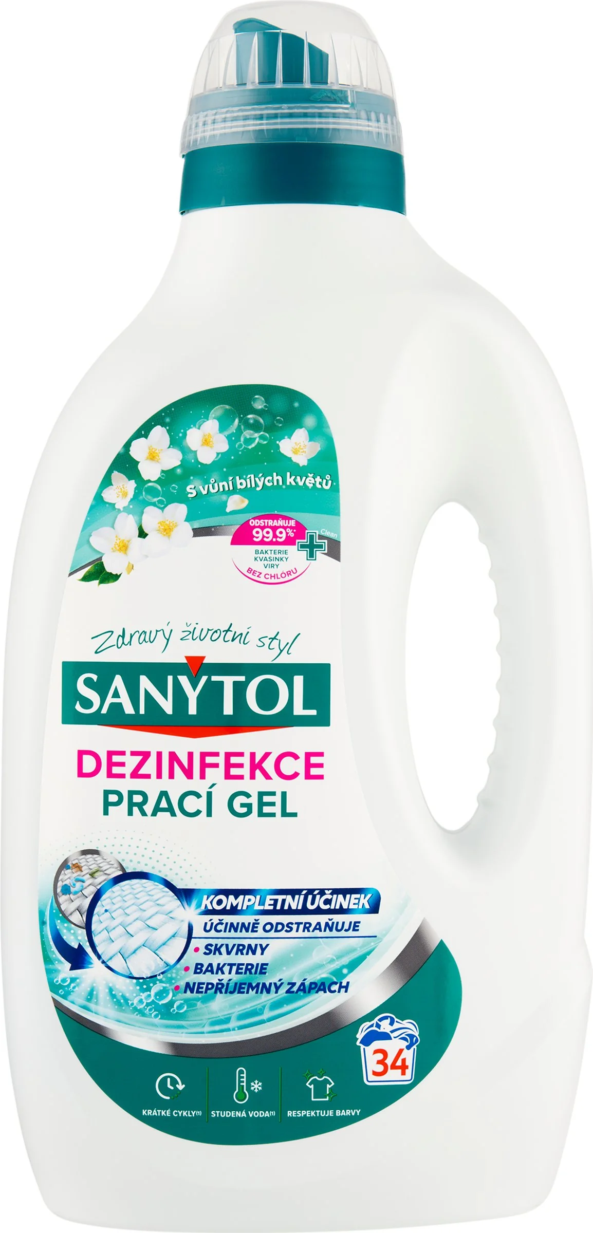 Sanytol dezinfekčný prací gél kvety 34PD 1×1700 ml, dezinfekčný prací gél