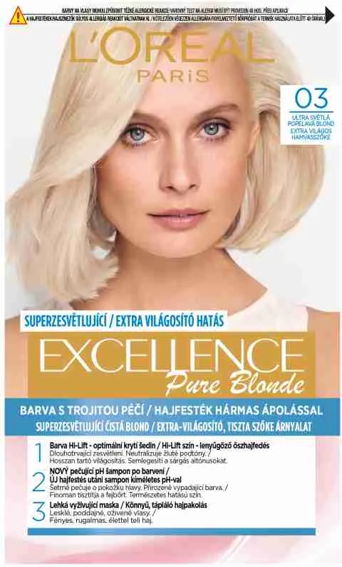 L´Oréal Paris Excellence Créme 03 Ultra svetlá popolavá blond 1×1 ks, farba na vlasy