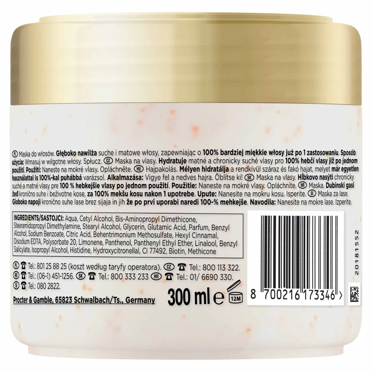 PANTENE HYDRA GLOW MASK.BIOTIN OSET.SUCH.VLAS 300ML 1×300 ml, maska na vlasy