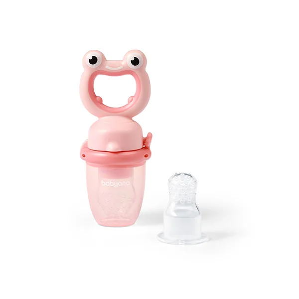 BABYONO Cumlík silikónový na kŕmenie Frog pink 6m+ 1×1 ks, silikónový cumlík