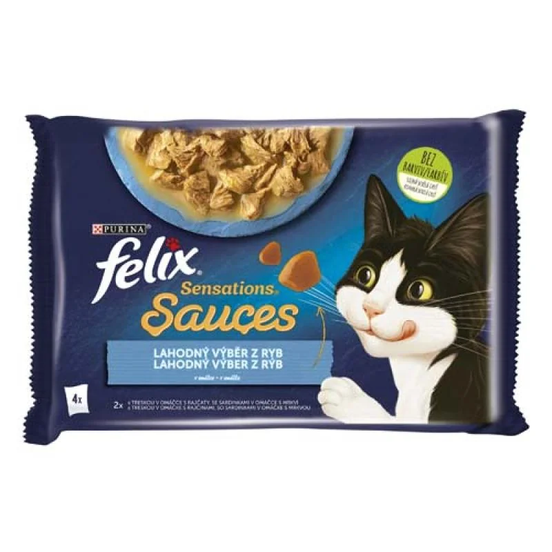 FELIX Sensations Sauces kapsička 4x85g treska a sardinky v lahodnej omáčke