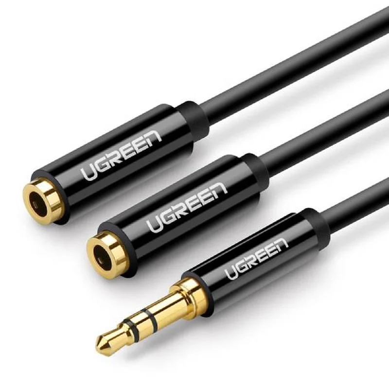 Ugreen Splitter audio kábel 3.5mm mini jack 25cm, čierny 