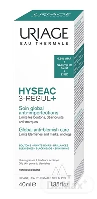 URIAGE HYSEAC 3-Regul+ 1×40 ml, denný krém pre pleť s nedokonalosťami