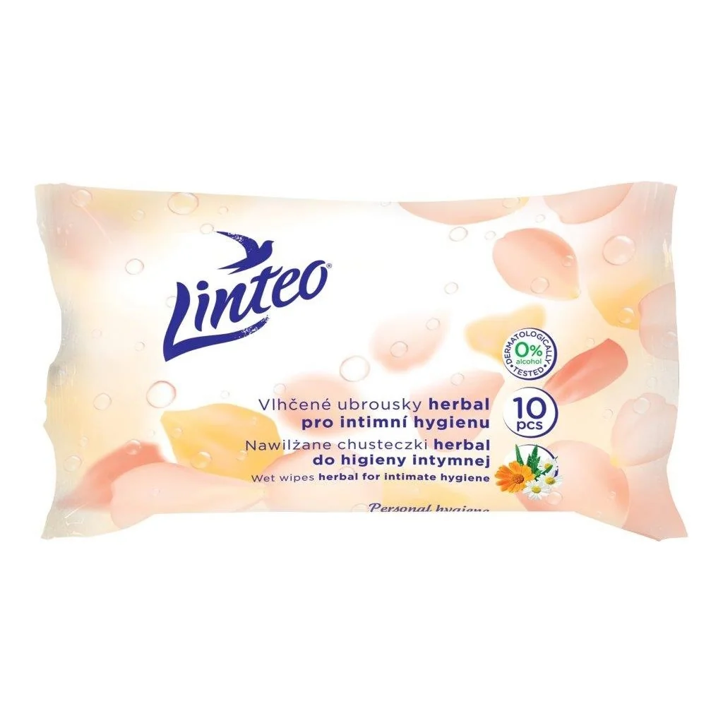 Vlhčené obrúsky Linteo Satin intímne 10ks, 1-vrstvové , 20C26927