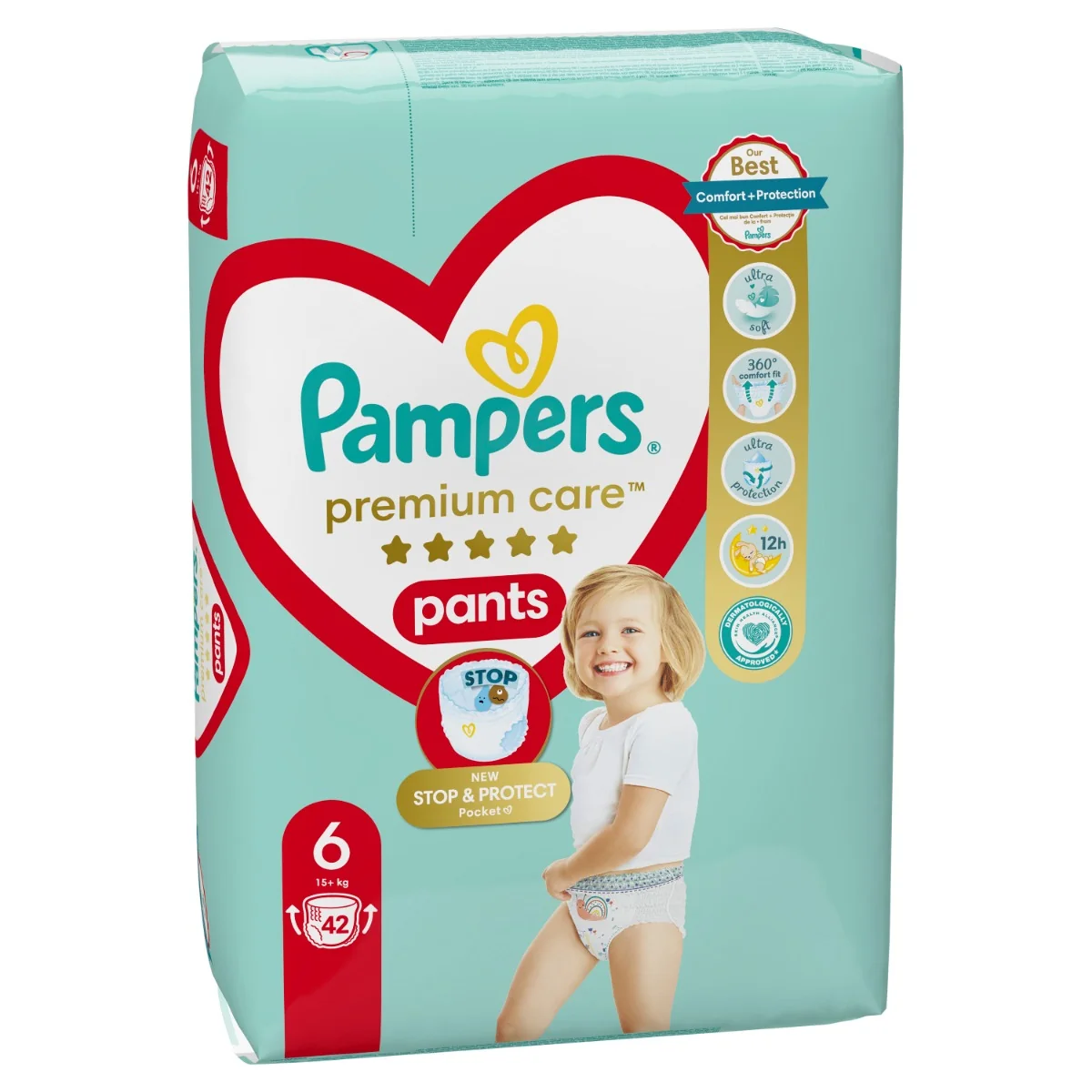 Pampers Premium Care plienkové nohavičky veľkosť 6, 42 ks, 15kg+ 1×42 ks, plienkové nohavičky