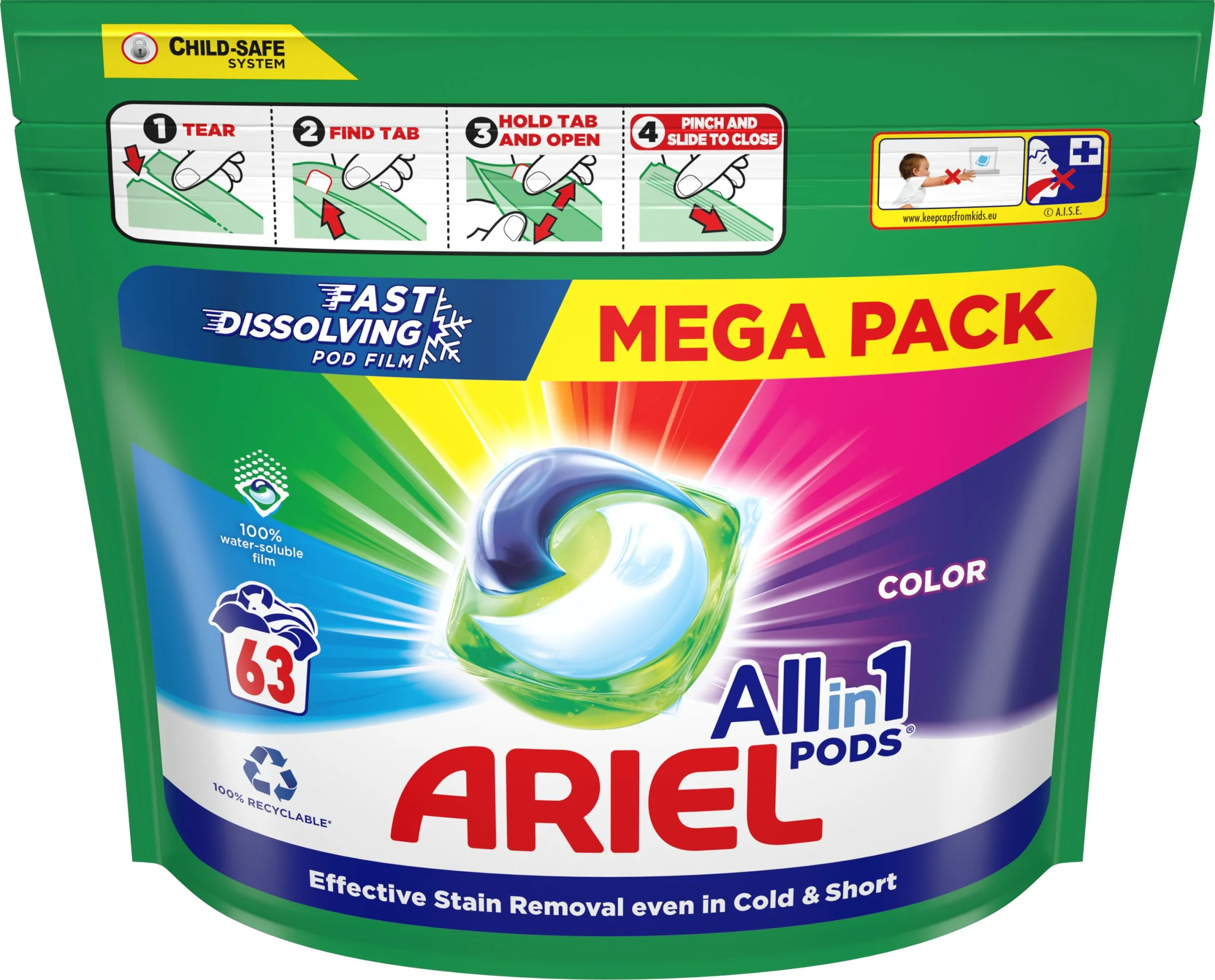 Ariel All-in-1 PODS Color, Gélové Kapsuly Na Pranie, 66 Praní