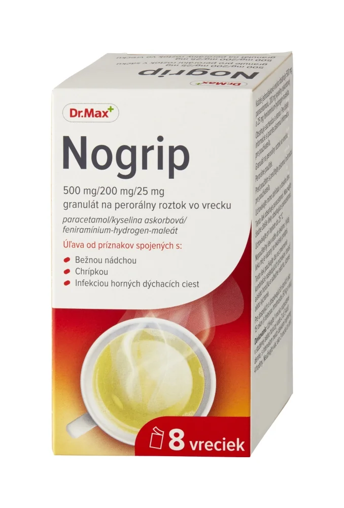 Dr. Max NOGRIP 1×8 ks, horúci nápoj pri chrípke a nachladnutí