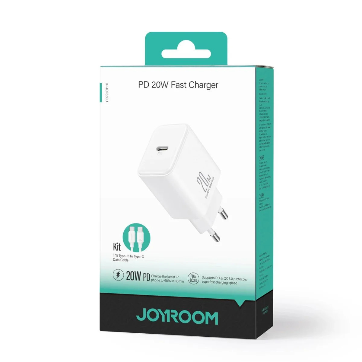 Joyroom JR-TCF06 sieťová nabíjačka USB-C 20W + kábel USB-C, biela 