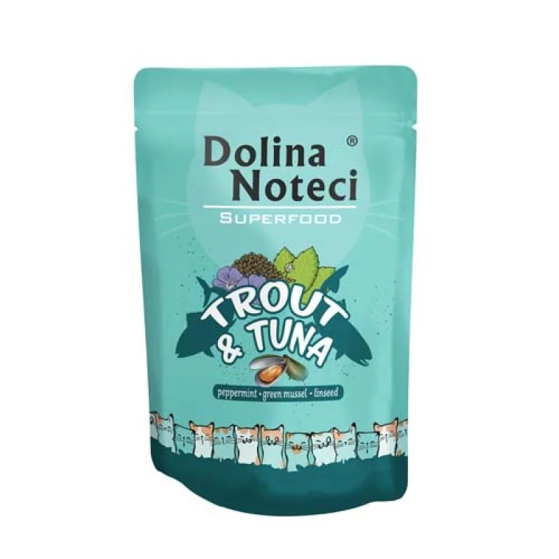 DOLINA NOTECI SUPERFOOD 85g pstruh a tuniak pre mačky 80% mäsa