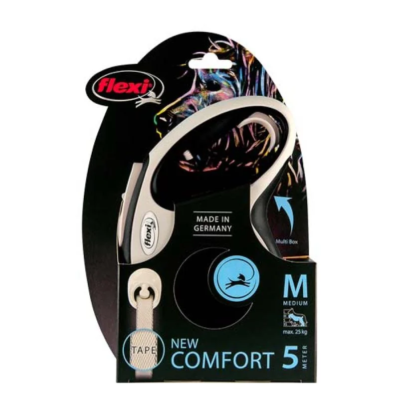 flexi New Comfort M popruh 5m čierna do 25kg 