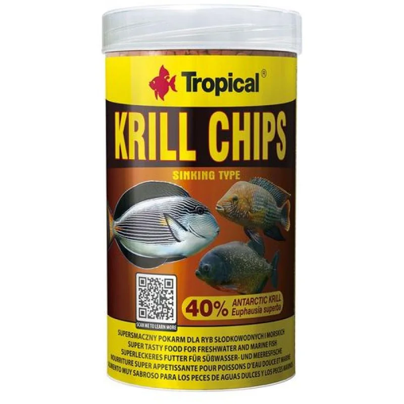 TROPICAL Krill Chips 250ml/125g krmivo pre sladkovodné a morské ryby 