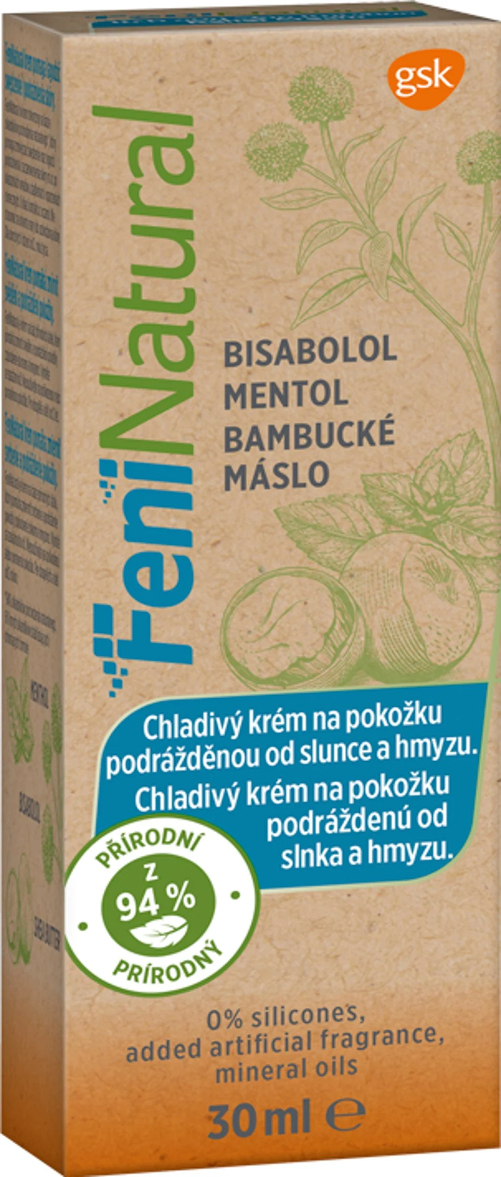 FeniNatural chladivý krém 1x30 ml, krém s bambuckým maslom a bisabolom