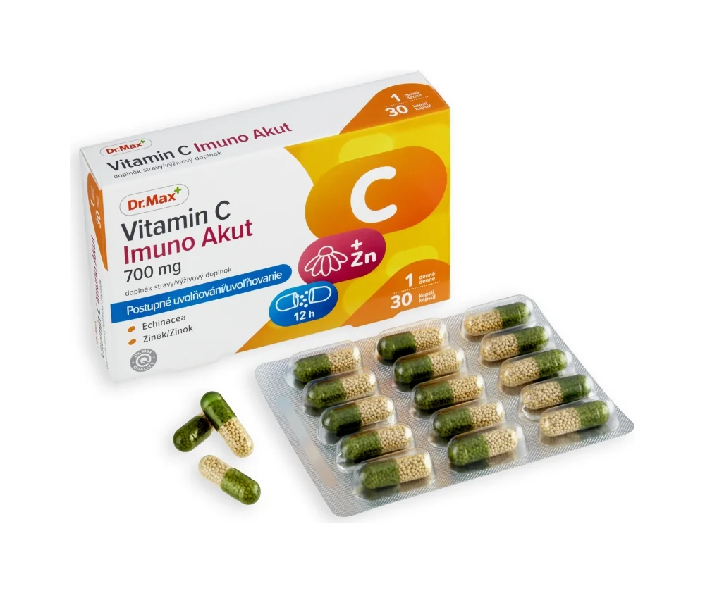 Dr. Max Vitamin C Imuno Akut 700 mg 1×30 cps, výživový doplnok