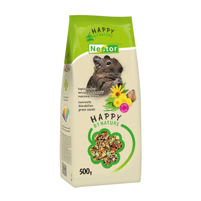 NESTOR HAPPY krmivo pre degu s topinamburom, semenami tráv a púpavou lekárskou 500g