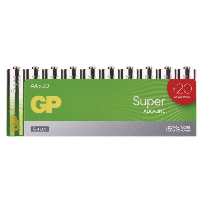 GP alkalická batéria SUPER AA (LR6), 20 ks 1×20 ks, alkalická batéria